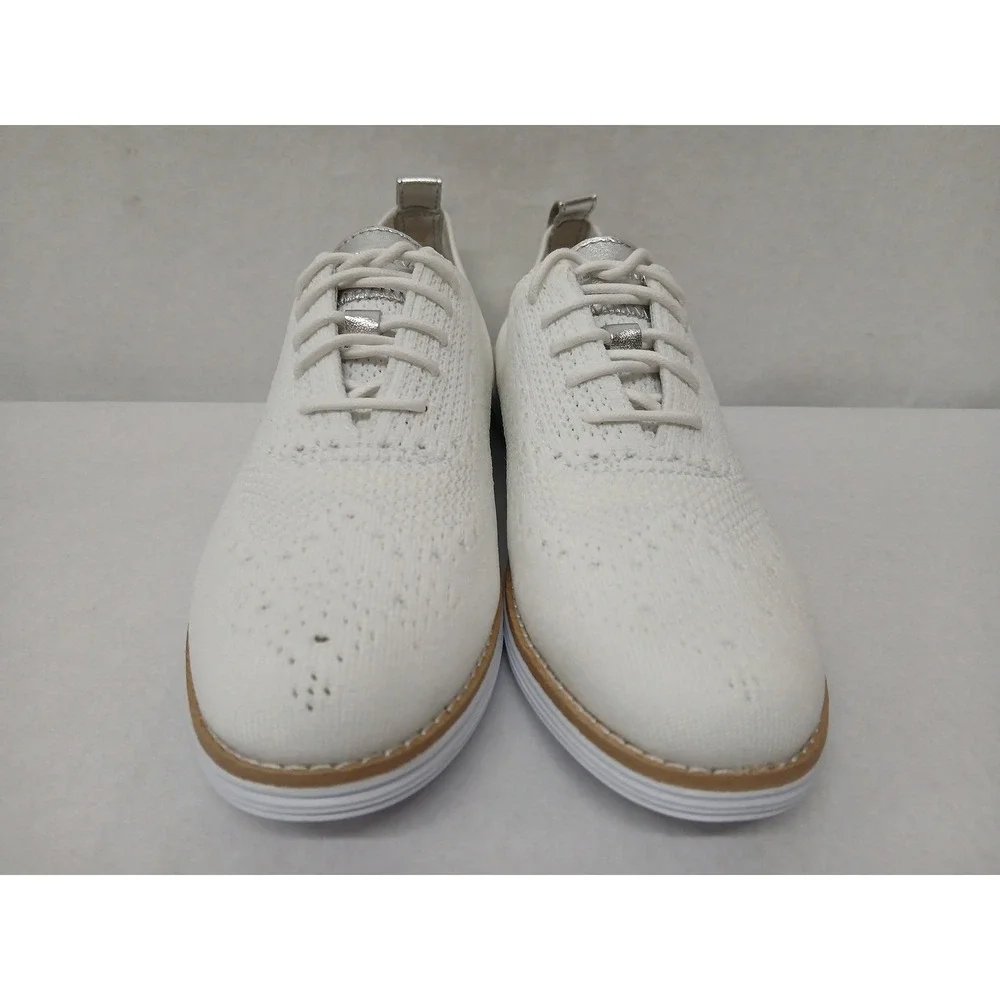 Cole Haan Womens Grand Stitchlite Wingtip Oxford White Knit Shoe W11514 Size 8.5